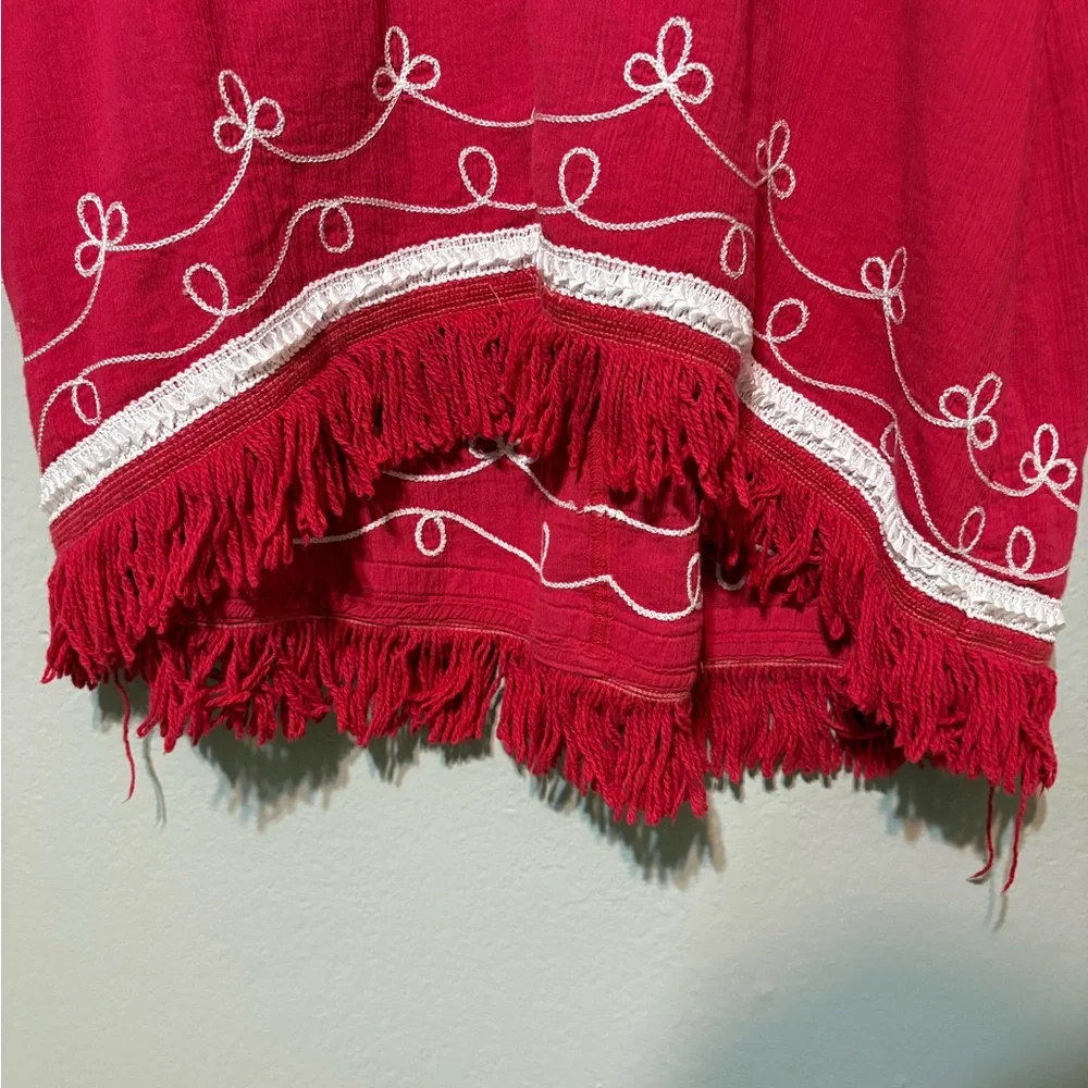 Pinkish Embroidered Boho Tunic with Fringe Size L - Picture 5 of 13